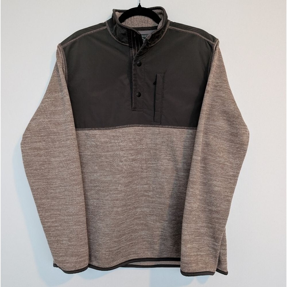 G.H. Bass & Co Men's Snap Up Pocket Fleece Pullover Utility Fishing Sz L